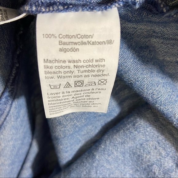 J. by J. Crew Chambray Shift Dress Scalloped Sleeves Blue Preppy Back Zipper 0 - Picture 7 of 10